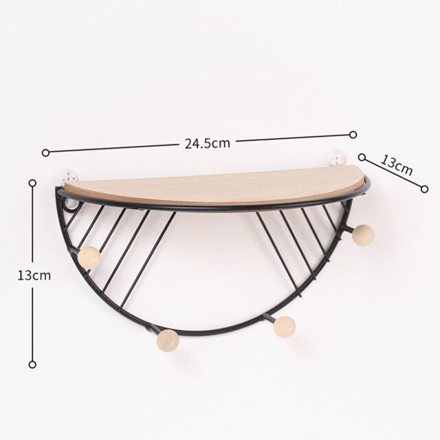 Grid Wall Mounted Hanging Home Bedroom Display Hook Flower stand Shelf Hexagonal 3 layers Iron Rack Organizer Art