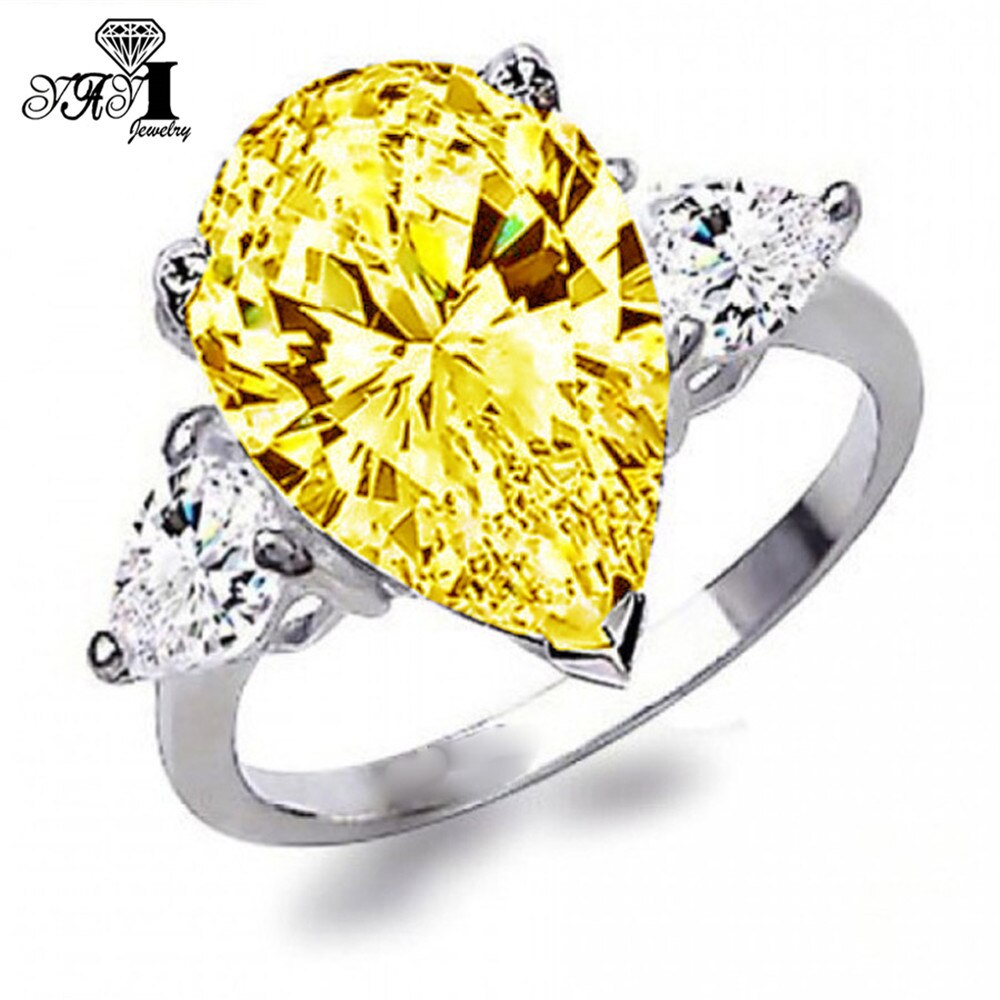 YaYI Frauen Schmuck Ring 5CT Gold Farbe Zirkon CZ Silber Farbe Verlobungsringe trauringe Partei Ringe