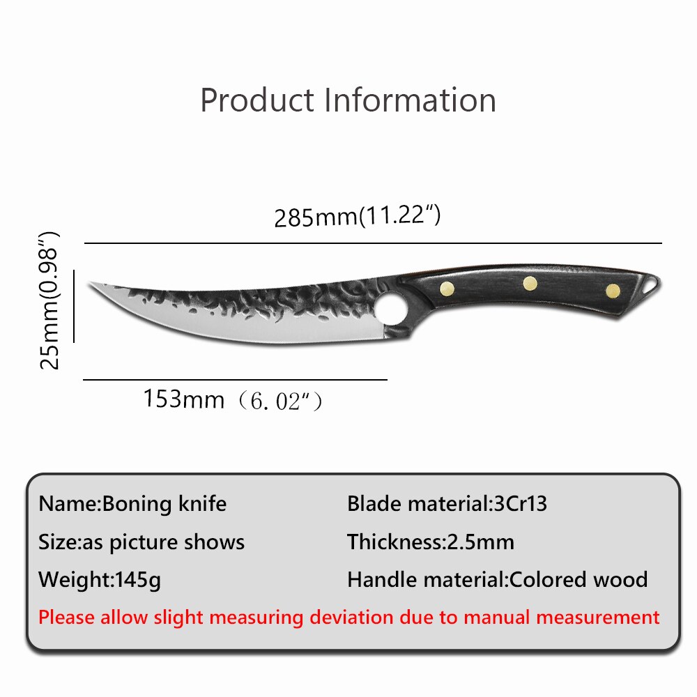 3/4PCS Set Forging Kitchen Boning Knife Full Tang Handle Handmade Steel Boning Knives Chef Slicing Cutter Santoku Cleaver