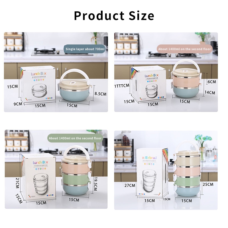 Stainless Steel Lunch Box Thermal Microwavable 1/2/3/4-layer Bento Box Lunch Thermos Food Storage Container Keep Warm Lunch Case
