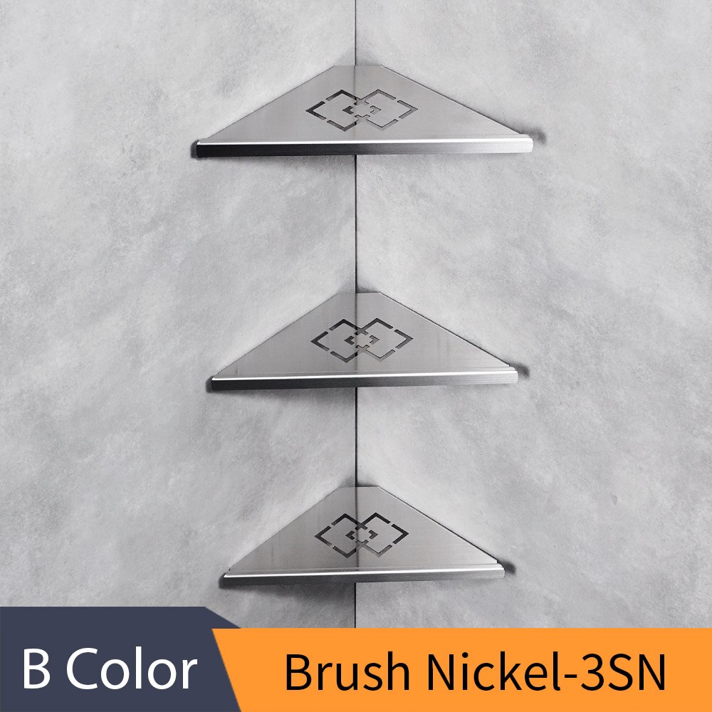 Bathroom Shelves Black Stainless Steel 304 Wall Bathroom Shower Shampoo Rack Bathroom Accessories Shelves WF-18062R: B  Brush Nickel-3SN