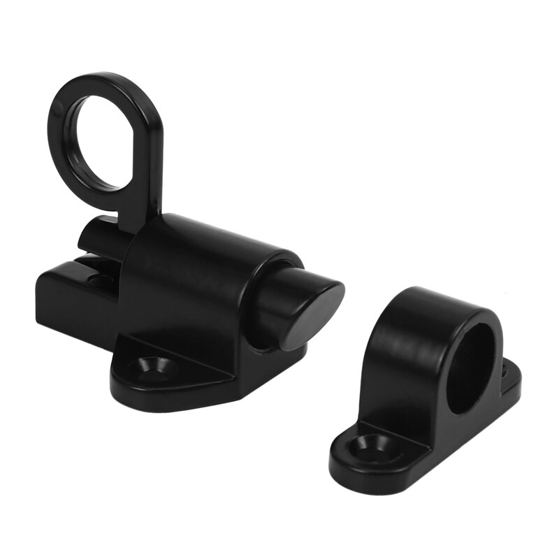 Aluminum Alloy Security Automatic Window Gate Lock Spring Bounce Door Bolt Latch-ABUX: black