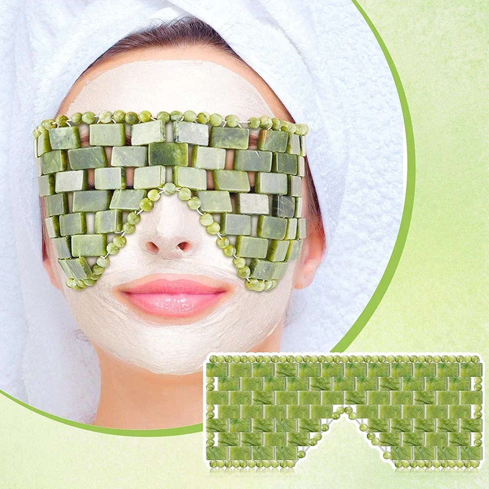 Kühlende Jade-Augenmaske, Massagegerät, natürliche Jade-Augenmaske, Augenauge für Augen, Entspannung, Schlafmassagegerät, Maske, Werkzeuge, Maske, Pflege, Stein, Gesicht, Schlaf