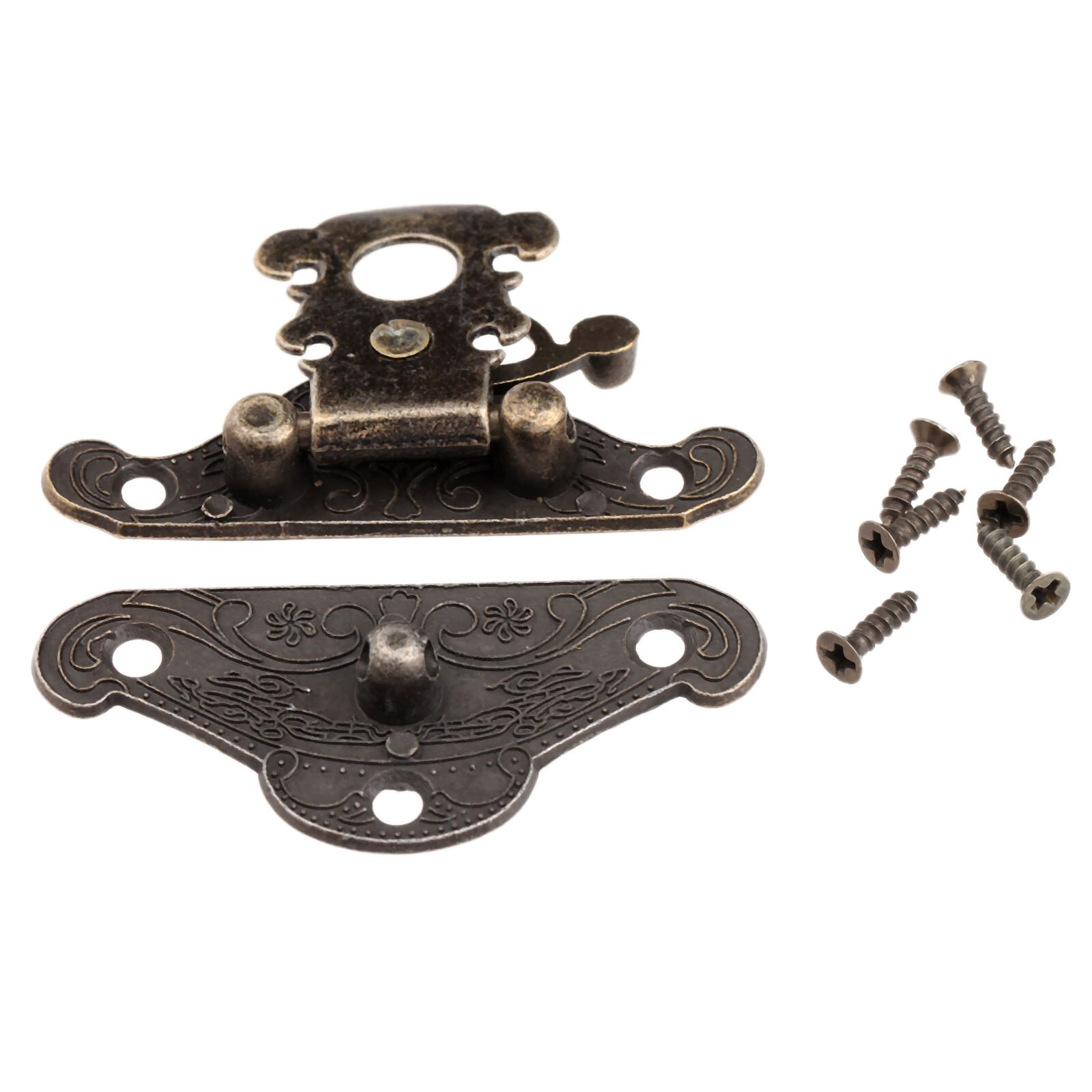 1PC Antike Bronze- Schrank Kasten verriegeln Haspe Möbel Hardware- Dekorative verriegeln Holz Schmuck Kasten Haspe Pad Brust sperren: Weiß