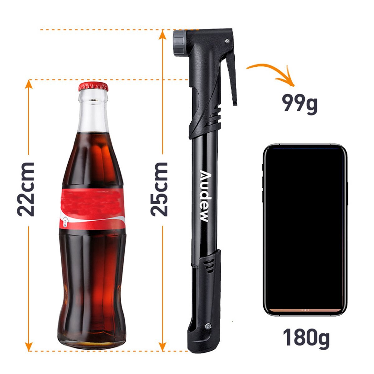 Audew Mini Bike Pump High Pressure 120 PSI Portable Mini Inflatable Pump Cycle Bicycle Tyre Hand Air Floor Standing Bike Pump