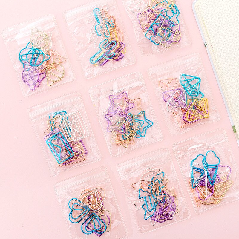10Pcs Hollow Envelope Diamond Shape Paper Clips Set Cute Stationery Metal Clear Binder Clips Photo Tickets Notes Letter