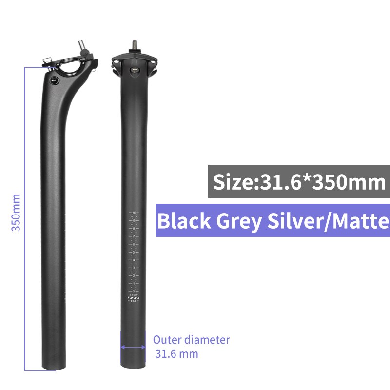 Bike Seatpost Carbon Black Matt Offset 20mm Mtb Bike Canote Carbono 27.2/30.8/31.6 Seat For Bicycle Length 350/400mm: Matte 31.6-350mm