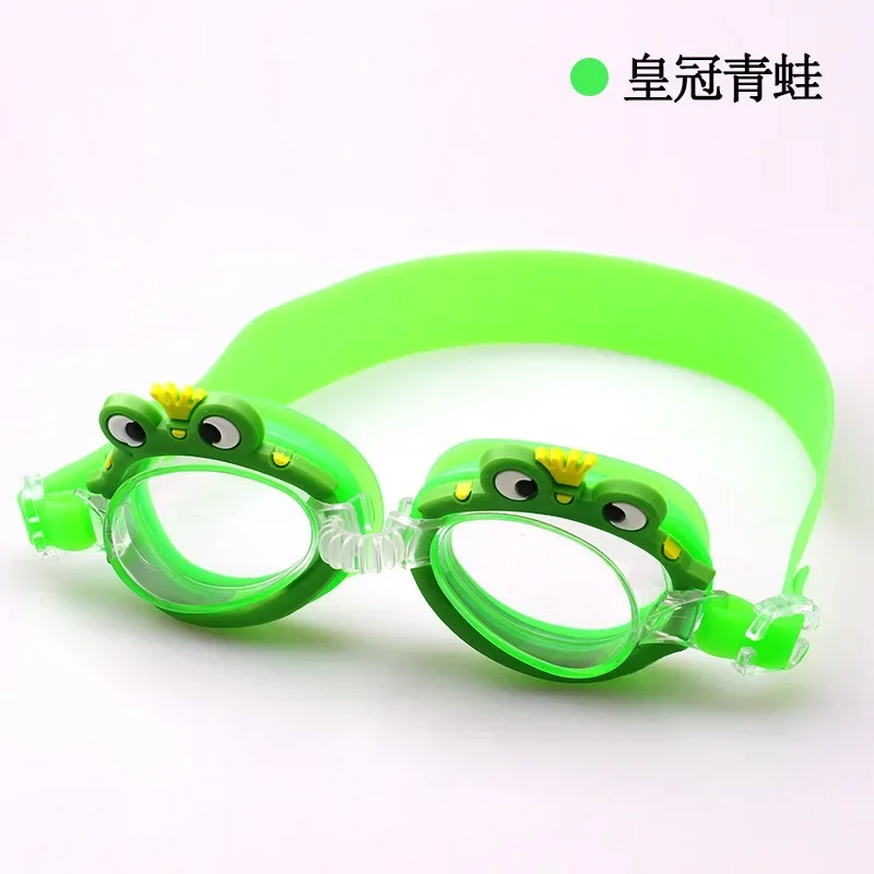 Lunettes de natation en silicone pour enfants, bandages souples réglables, élastiques et étanches, équipement de piscine pour filles, dessin animé mignon: jaune clair