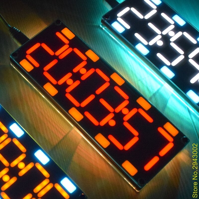 DIY Large Screen 6 Digit Two-Color LED Clock Kit Touch Control w Temp/Date/Week: Red