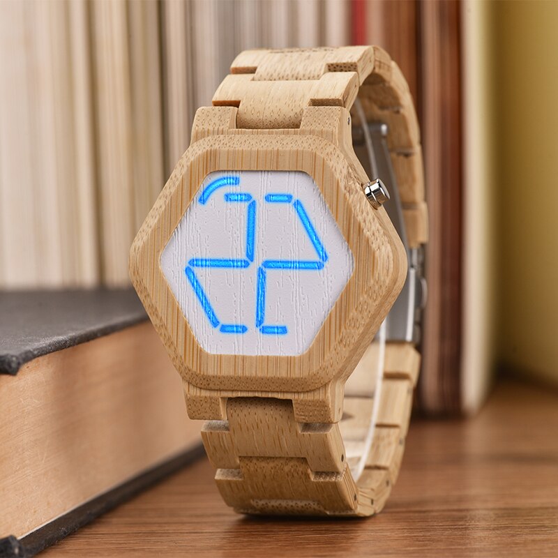 BOBO BIRD Fast Wooden Wristwatch Handmade Date Week Display Clock relogio masculino LED For Birthday Anniversary: E03