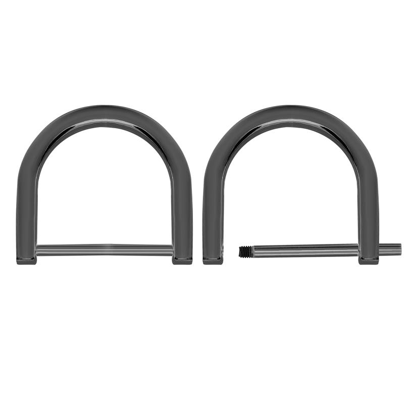 2Pcs Stainless Steel D-Ringshackle Clasp Buckle Keychain Ring Hook Screw Pin Joint Connecter Bag Strap Leathercraft Parts: 3# / Black Nickel