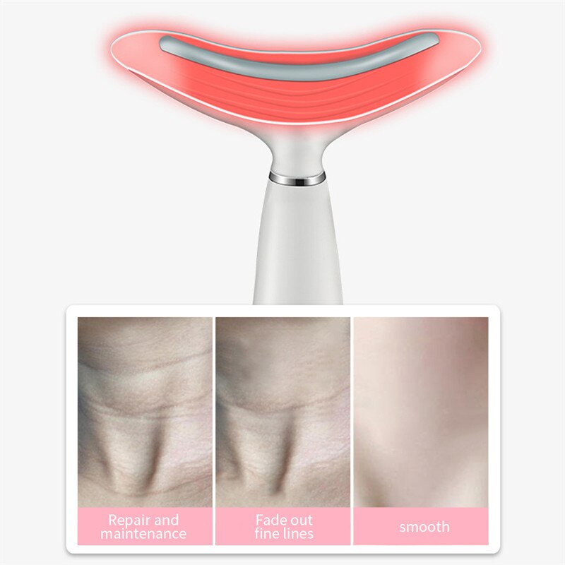 3 Colors Led LED Photon Therapy Neck and Face Lifting Tool Vibration Skin Tighten Reduce Double Chin Anti-Wrinkle Remove Device