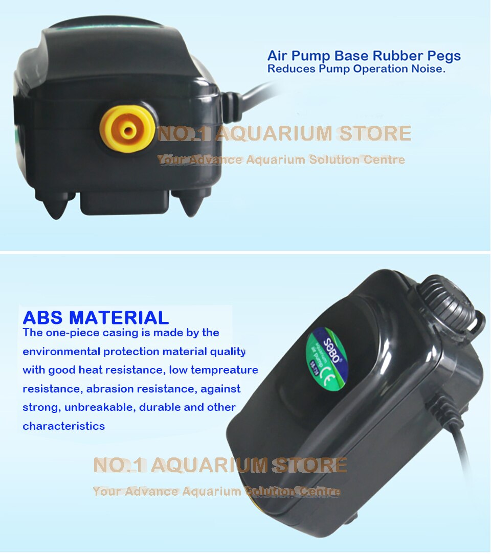 SOBO Silent Aquarium Air Pump Oxygen Pond Aerator Water Fish Tank SB-718 SB-738 3W/3.5W Authorized Dealer