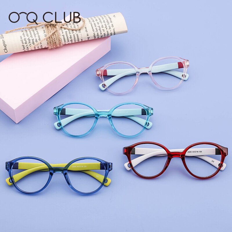 O-Q CLUB Kids Glasses TR90 Silicone Eyeglasses Flexible Children’s Round Eyewear Myopia Optical Eyeglasses Frames 2509