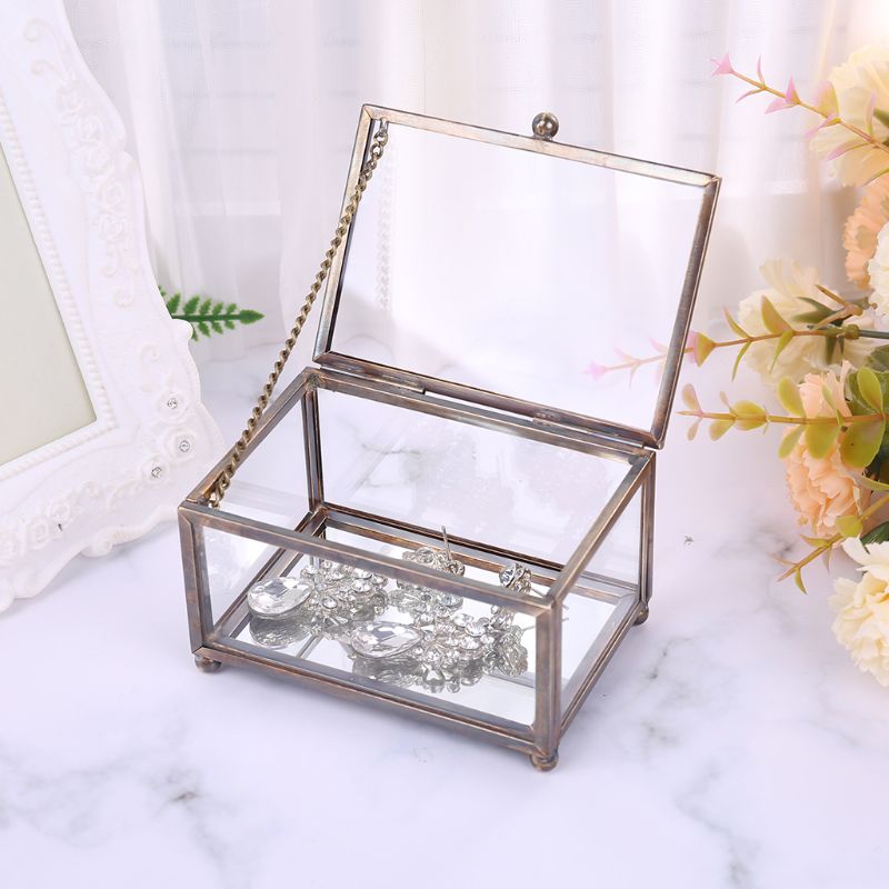 Nordisk transparent glas vielsesring æske evig blomst opbevaringsholder dekoration