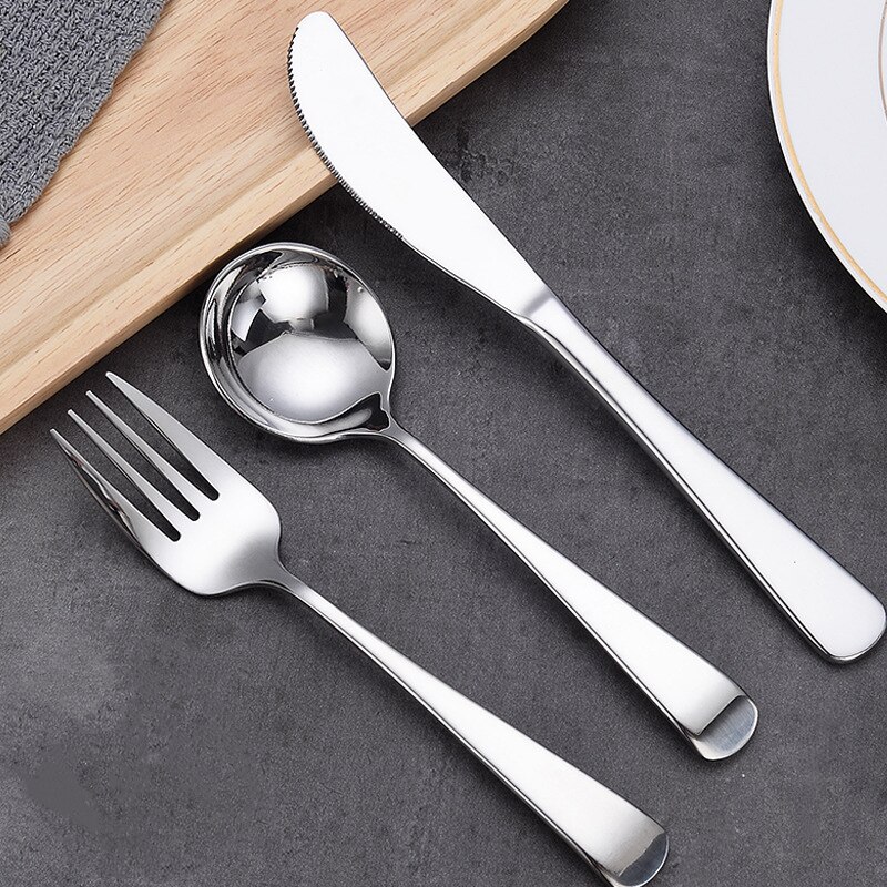 Tableware Stainless Steel Cutlery Set Kitchen Knives Forks Spoons Set Luxury Dinnerware Set Dinner Wedding Mirror Black Cutlery: Silver