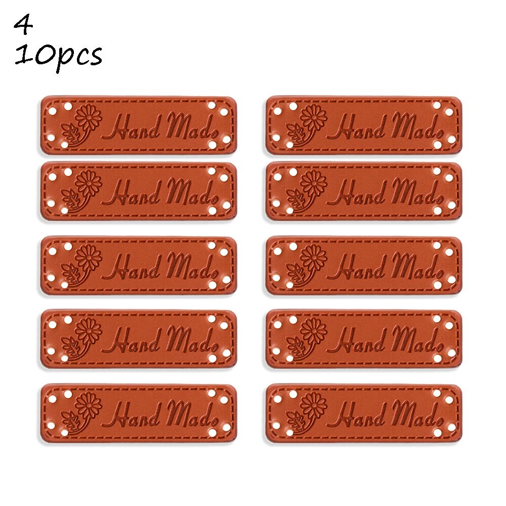 10 stuks retro synthetisch pu leren label diy handgemaakte naailabels leren patch benodigdheden voor kleding naaiaccessoires: 4