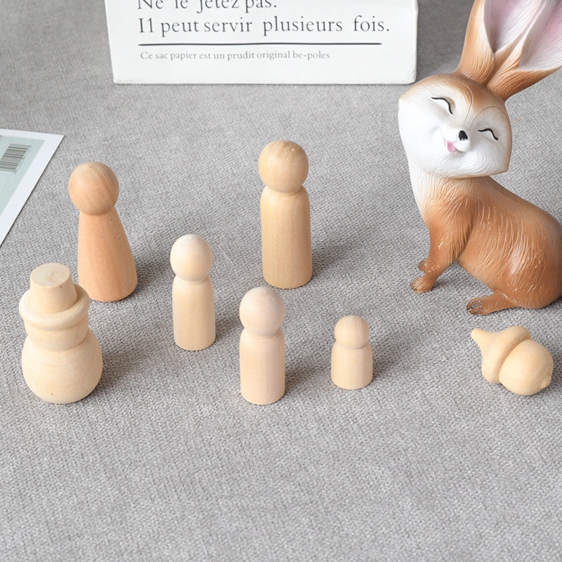 Frühpädagogisches spielzeug aus holz, weiße, leere lehrmittel, hölzerner pilzkopf, kindergarten, holzembryo, diy-holzpuppen