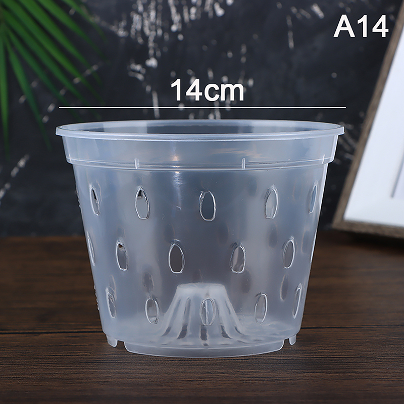 1Pc Bloempot Tuinplanter Drainagepotten Met Gaten Transparante Orchideeënmanden Plastic Ademende Bloempotten Accessoires: Rood