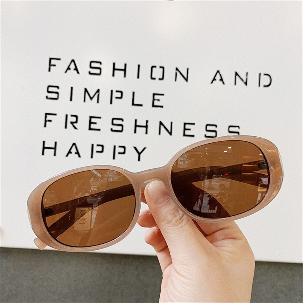 Gafas Retro Unisex con montura pequeña, gafas de sol con protección UV, gafas ovaladas para conducir al aire libre, gafas de deportiva para Conductor,: brown