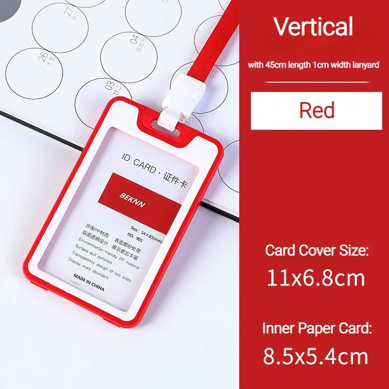 Porte-carte sangle de cou avec lanière porte-Badge carte d'identité de travail Bus couverture d'identité d'affaires porte-carte en plastique sacs fournitures de bureau: Rouge