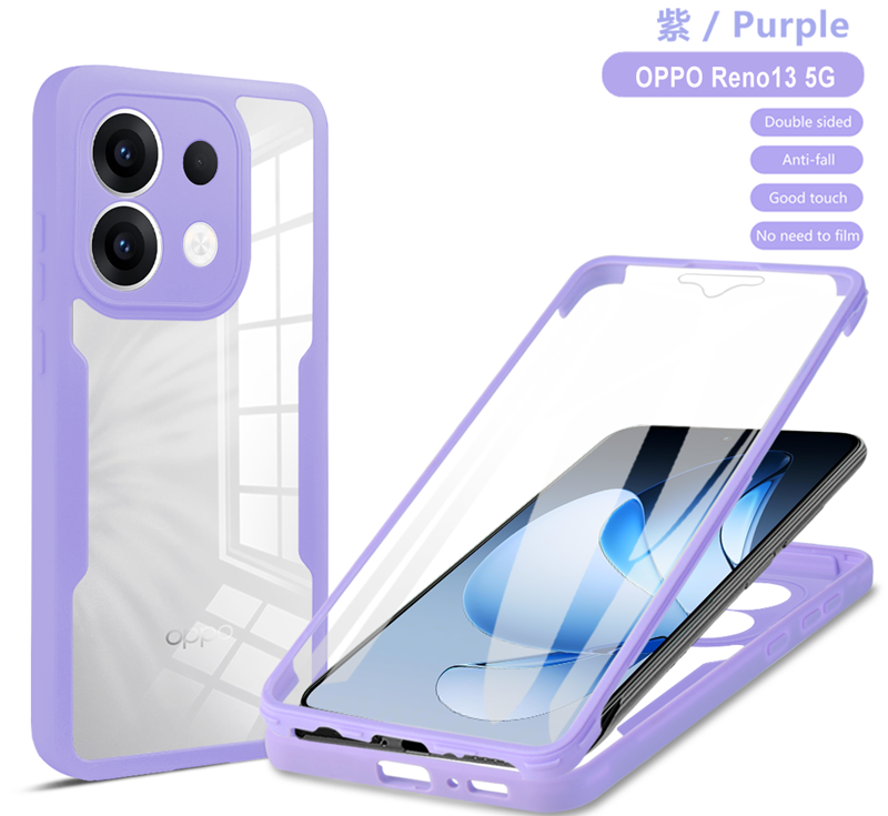 Protecteur d'écran complet 360, étui Transparent pour OPPO Reno 13 13F 13 F Reno13F Reno13 Pro, housse de téléphone antichoc: Cuir / Marron