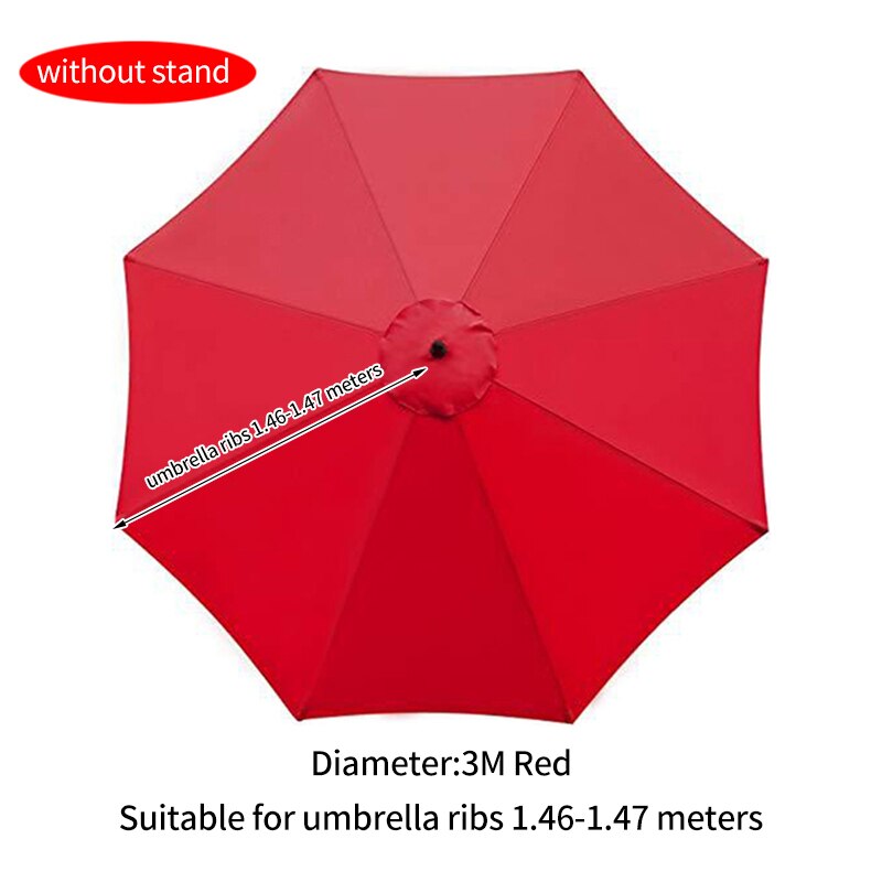 Polyesteri vaihtopäällinen päivänvarjokatoksen aurinkovarjo viileänä patio kotitalouksien sateenvarjo sateenkestävä kangas: 3m punaista 8- luuta