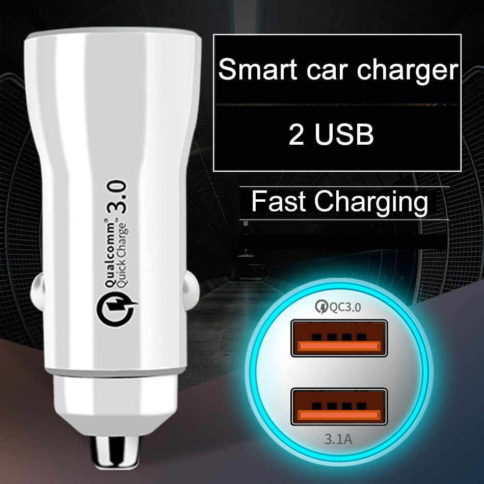 Mini cargador USB Dual para coche, dispositivo de carga rápida QC 3,0 3.1A para Xiaomi Mi9 Mi8 mi 8 9 A2 lite Redmi note 9 8 7 Pro