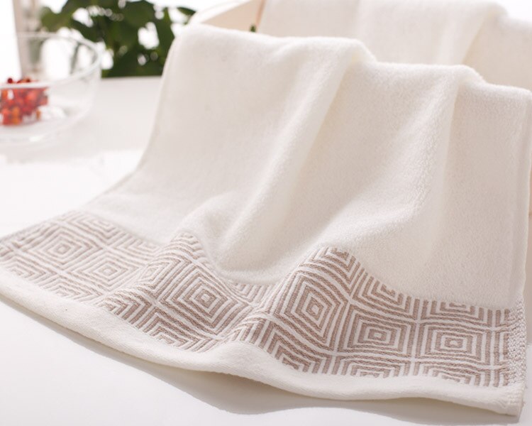Toalla de algodón suave de tejido Jacquard de 33x74cm para la limpieza del hogar, Toalla de baño de playa para el cabello, productos multifunción para adultos: Blanco