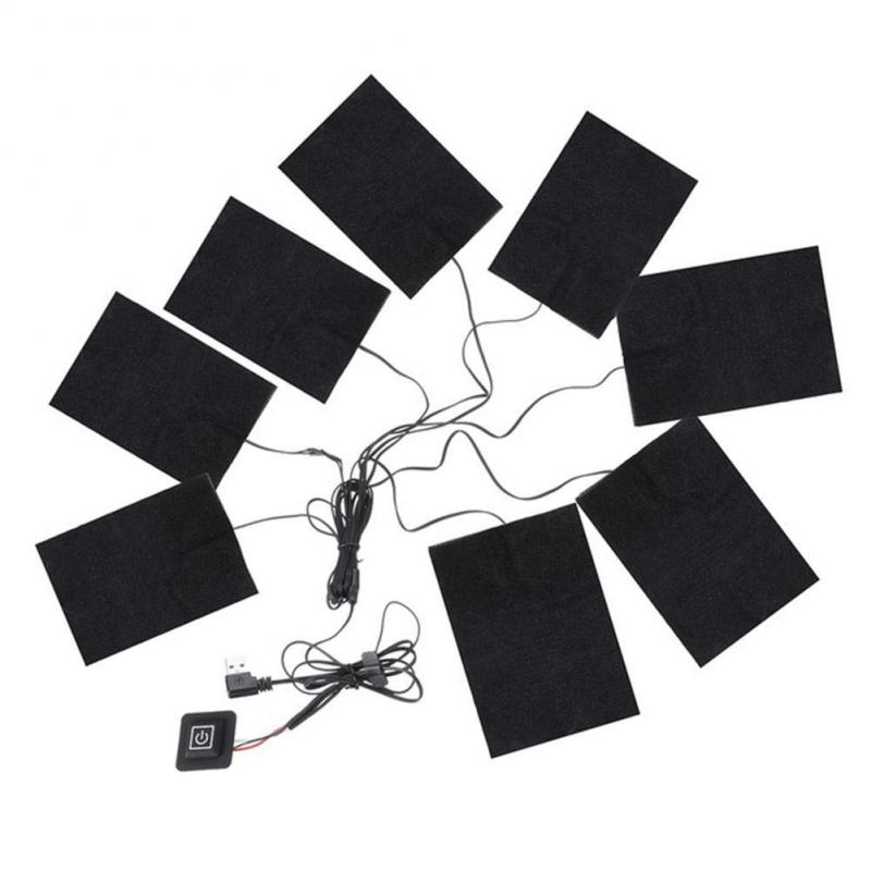 8/5/3pcs USB Electric Heated Jacket Heating Pad 3 Gear Adjustable DIY Heated Clothing Carbon Fiber Heated Clothes Pad