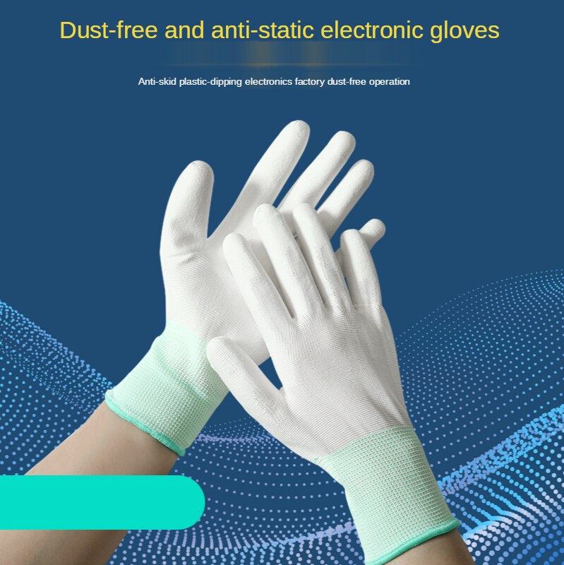 10 pares de guantes de trabajo de revestimiento de seguridad de nitrilo PU guantes con palma revestida guantes de trabajo mecánicos tienen certificado CE EN388