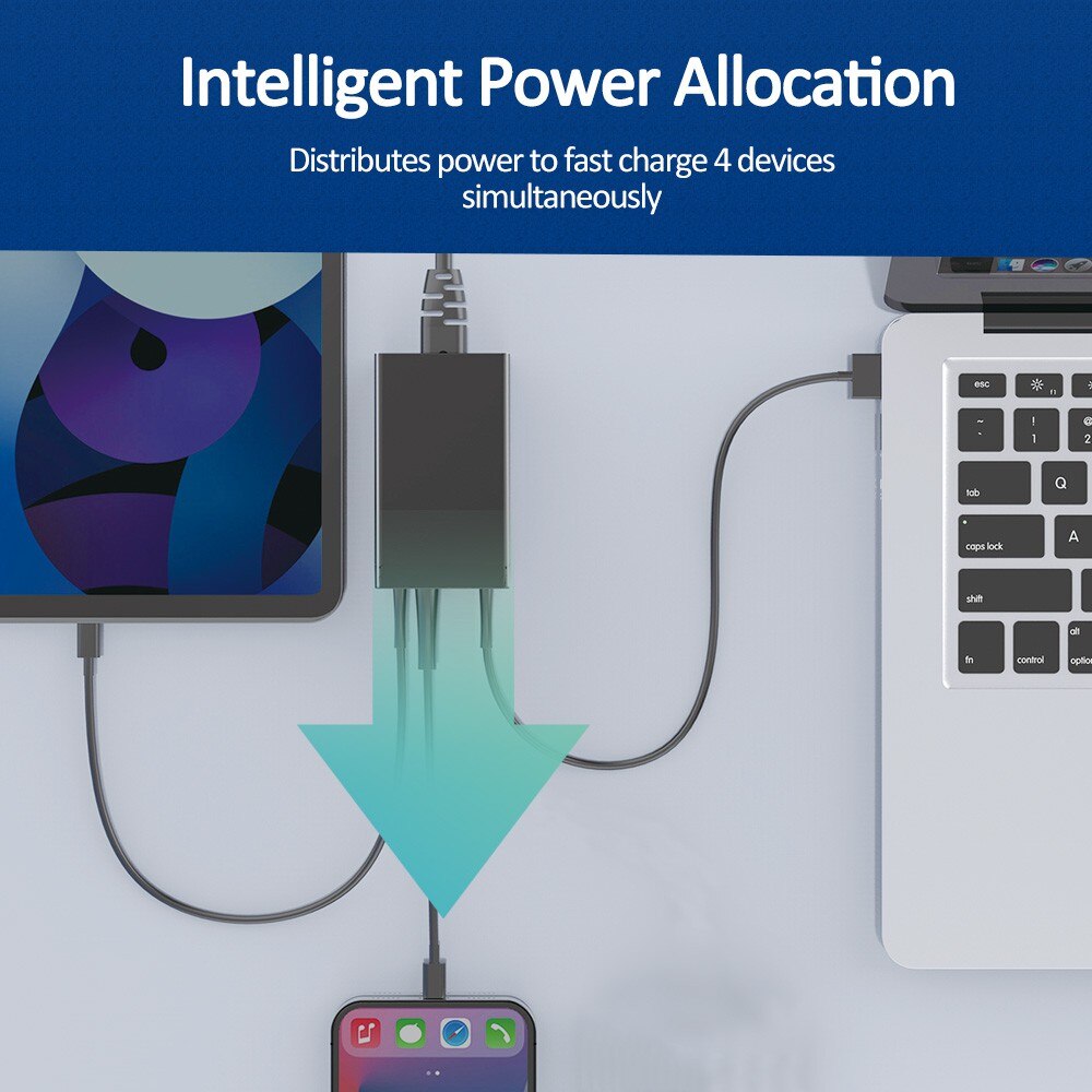 Schnellladegerät mit 65w usb-c- und usb-a-anschlüssen, 4 pps-  pd3.0 qc3.0 scp- und afc-anschlüssen für iphone 13 pro max, laptops und macbooks