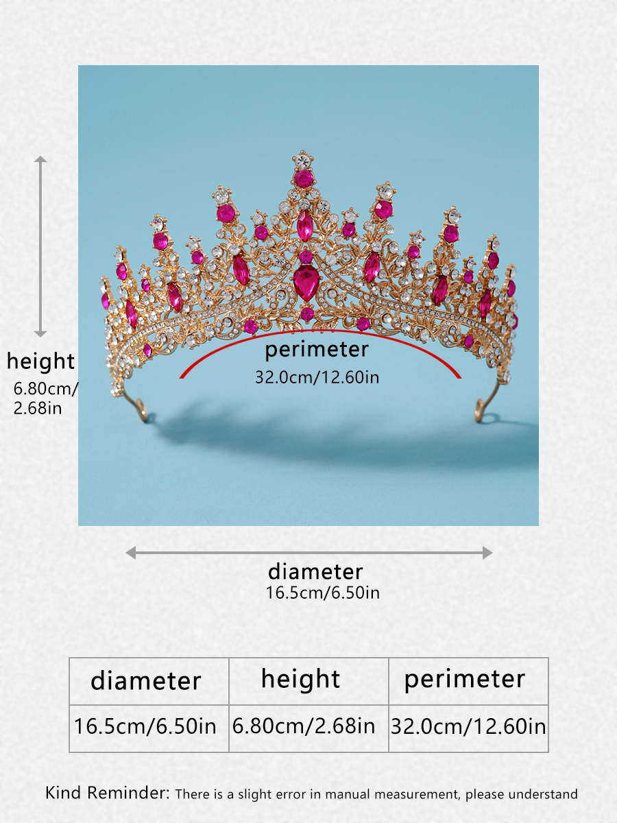 Itacazzo bridal headwear crown, classic red - ColourTiras suitable for women's weddings and birthday parties: Gold-color