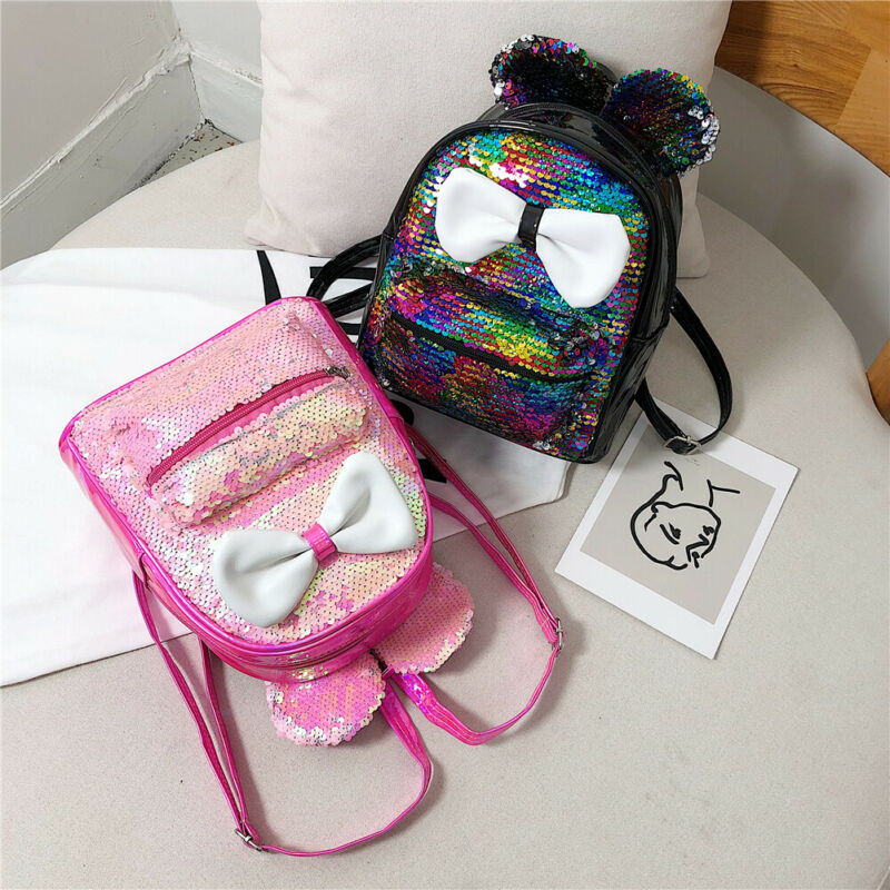 2020 novo bonito do bebê meninas lantejoulas mochila glitter bling saco de escola crianças criança bowknot pequeno mini