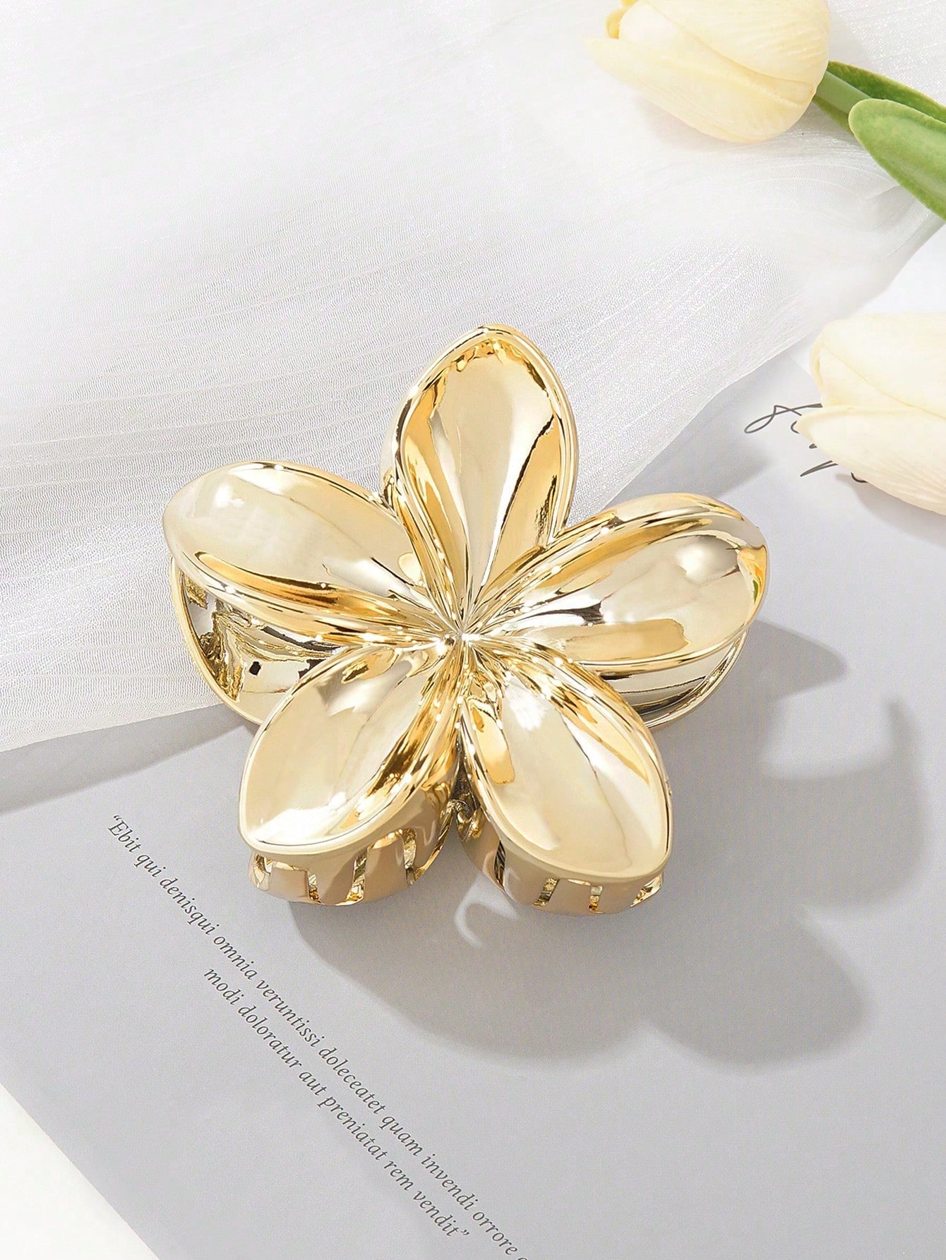 1/2 Stuks Mode Eenvoudige Glanzende Ei Bloem Haar Klauwen Voor Vrouwen Meisjes Party Haaraccessoires: Goud