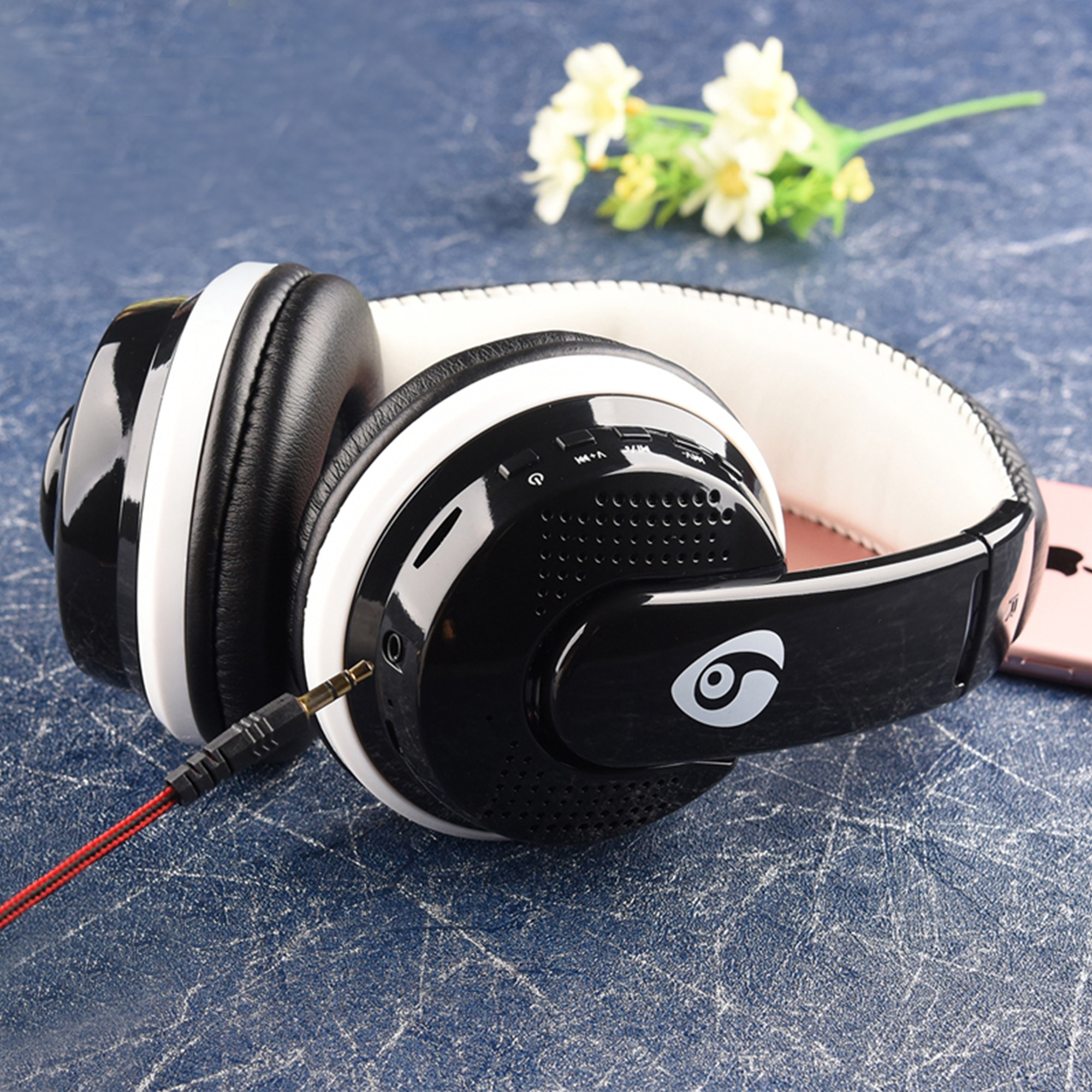 MX666 Wireless Bluetooth Stereo Gaming Headphones OVleng Built-in Microphone Support FM Card 3.5mm Cable Headset for PC