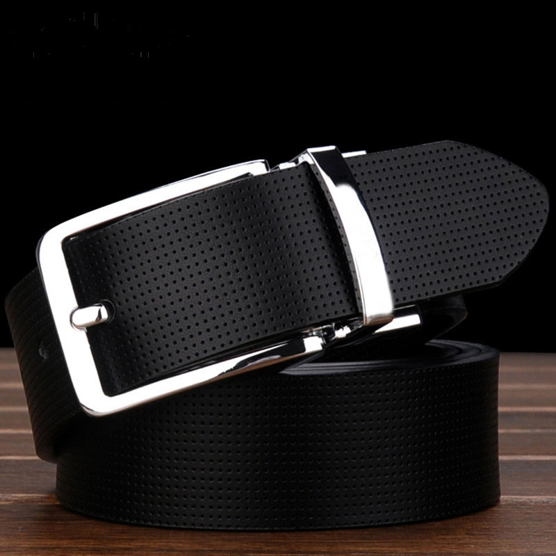 Best YBT Men Imitation Leather Belt Alloy Pin buckle Belt Rotating Buckle Simple Retro Wild Business Young Double-sided Belt