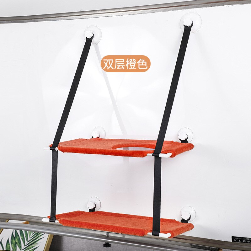 Cute Pet Cat Window Seat Hammock Window Bed Living Room Suction Cup Wall Hanging Pet Breathable Bearing 20kg Cat Hammock: Double Orange