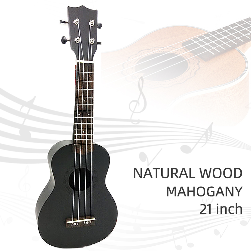 21 Inch Ukulele Hout Ukulele Gitaar Mahonie Hals Delicate Tuning Peg 4 Snaren Hout Ukulele 23 Inch: 21inch Balck