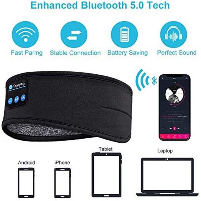 2022 Wireless Headphones Bluetooth Earphones Sleeping Headband Eye Mask Music Player Sports Headband Travel Sweatband Headset