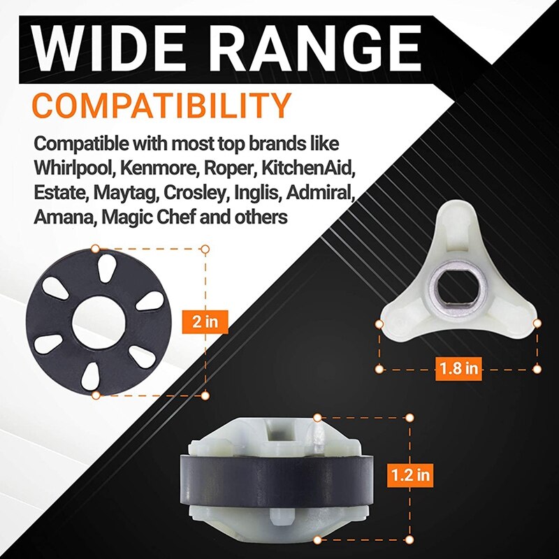 Heavy Duty 285753A Direct Drive Motor Coupling Kit with METAL Core- Fit for Whirlpool &amp; Kenmore Washers Pack of 4