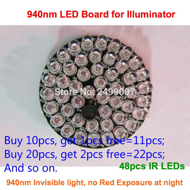Lihmsek 48pcs LEDs 940nm IR infrarood LED Board voor Dome type CCTV IR Schijnwerper Lamp, geen rode belichting's nachts, Lihmsek