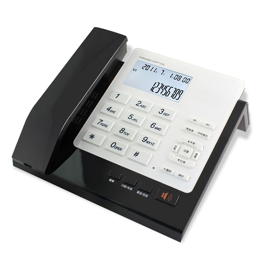 Acrylic Panel Home Office Corded Phone Landline with Caller ID, 5 Groups of Blacklist, Adjustable LCD Brightness, R Button