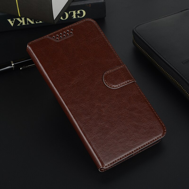 Skóra miękka etui na alcatel U5 HD 5047 5047D 5047Y 4047 4047D 4047Y 5044D 5044Y etui z klapką stojak obudowa portfelowa Coque etui: U5 HD 5047 / Brown