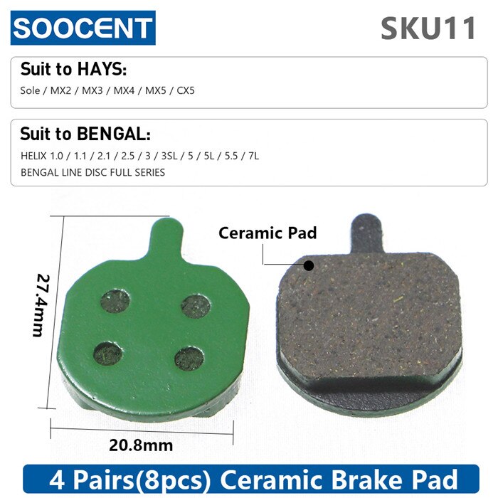 Pedal de freio a disco hidráulico de cerâmica para bicicleta 4 pares, 8 peças pastilhas de freio para shimano sram avid hayes magura acessórios de peças de ciclismo para bicicleta: 11