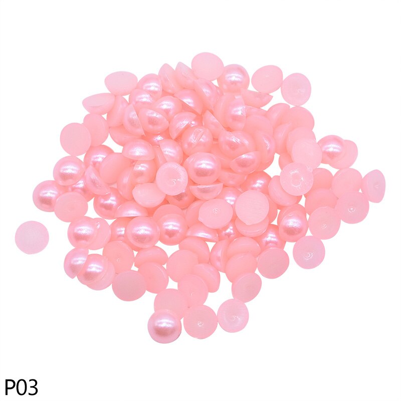 500 pièces 6mm multicolore résine plastique demi ronde perle artisanat Imitation perle perles pour vêtement accessoires filles chapeaux décor: P03 