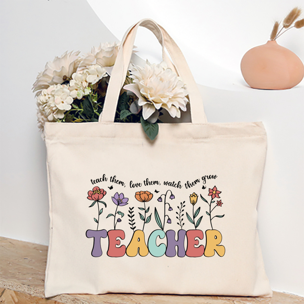 Blumen lehrer aufbringen Druck Einkaufstasche Frauen wieder verwendbare lässige Öko-Stoff Tasche Lehrer Werts ch ätzung besten Lehrer Schild: Tarnung