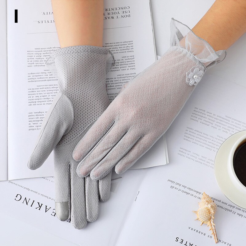 Mesh Breathable Gloves Outdoor UV-proof Riding Screen Show Party Household Summer Sun Protection Bike Cycling Mittens Guantes: I