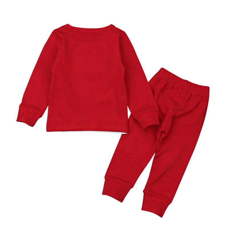 Pyjama rouge à manches longues pour enfant en bas âge, 2 pièces, tenue de noël pour garçon et fille, ensemble de vêtements de nuit, collection automne et hiver