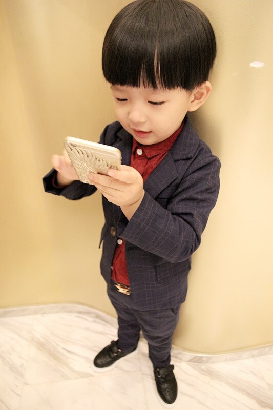 3 kpl/setti tummansininen lasten puku poikien puvut bleiseri poikien juhlapuku hääpoikien vaatesetti takit+paita+housut 3-10y